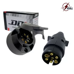Kit Tomada 6 Polos Macho e Femea Carretinha Tomada Reboque Plug Tomada Carretinha Trailer 6 Polos