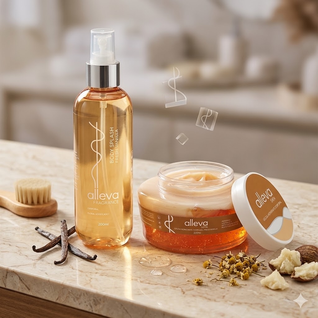 Kit Premium Geleia Hidratante - Body Splash  Alleva Vanilla Fresh