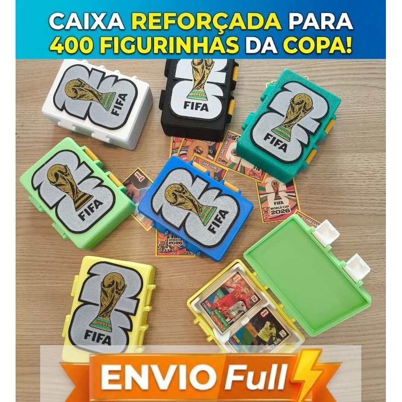 Caixinha Porta Figurinhas da Copa ⚽ Organizador de Cards Futebol | Estojo para Guardar Figurinhas