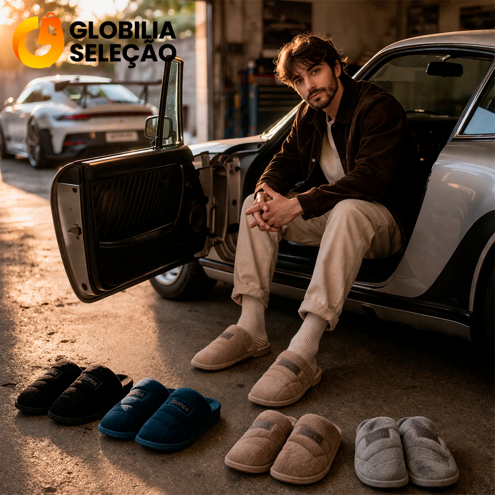 Pantufa Chinelo De Casa Masculina Adulta Confortável Inverno FTX6507