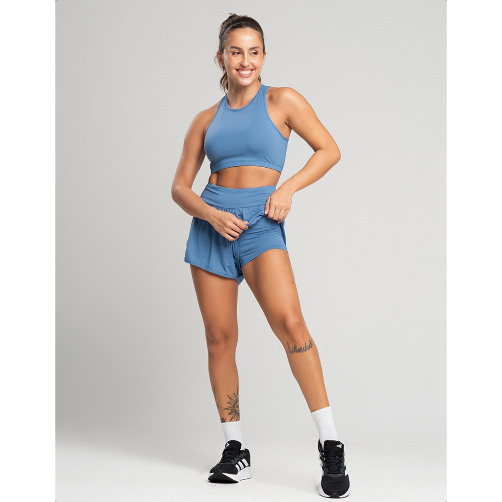 Conjunto Fitness Top Short Roupa Academia Feminino Treino Confortável
