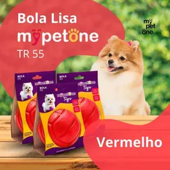 3 Bola Lisa MACIÇA MyPetOne Vermelha 55mm Brinquedo RESISTENTE Para Cães