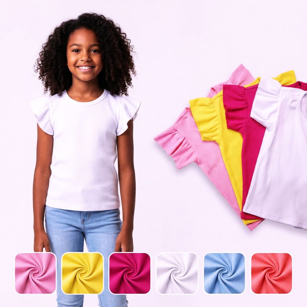 Camiseta infantil menina manga curta moda princesa branca 2 ao 8 anos - 2 ou 1 peças