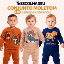 Conjunto Moletom Bebe Menino Escolha Seu Modelo, com Estampas Divertidas e Conforto Infantil Bebê Masculino Inverno l16