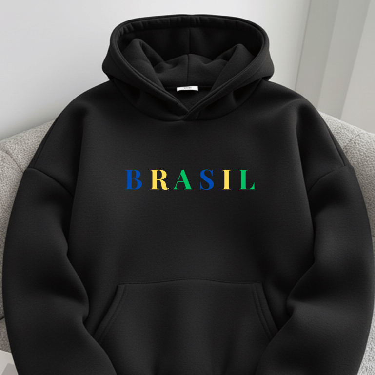 Blusa de Moletom Masculino Estampa do Brasil Jogos 2026 Seleção Brasileira Casaco Casual Inverno Quentinho
