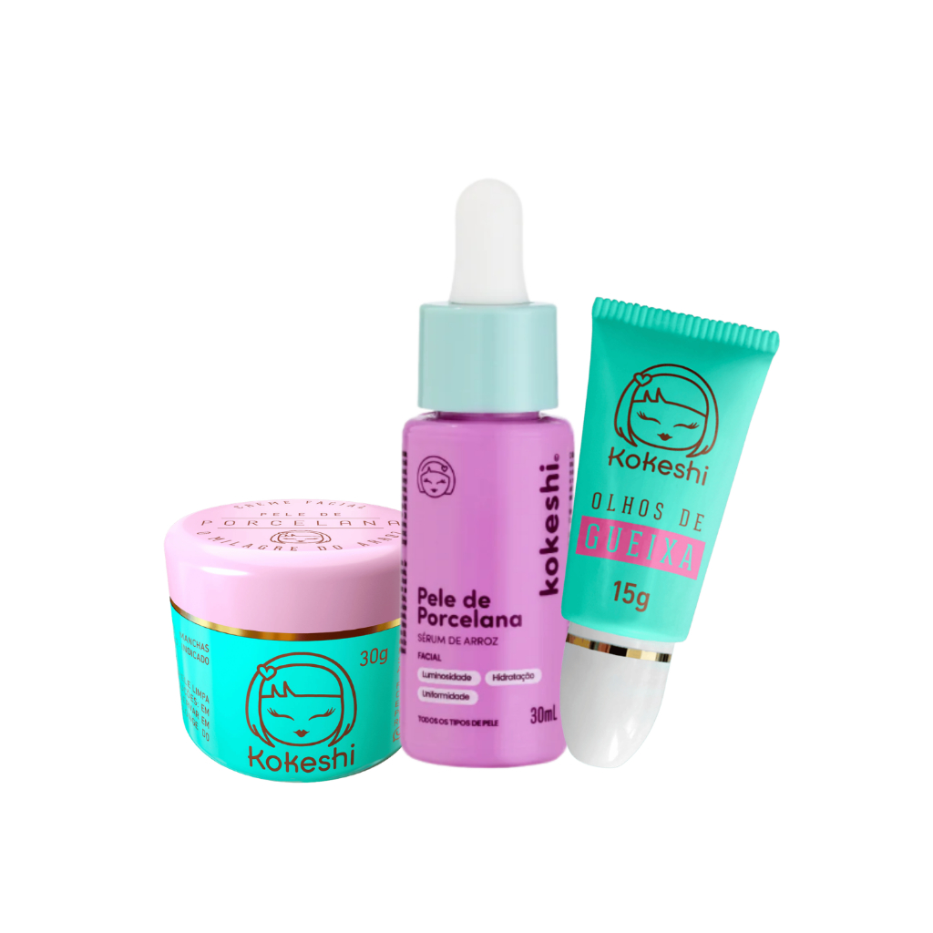 Kit Pele de Porcelana com Sérum de Arroz e Olhos de Gueixa Kokeshi em Oferta na Shopee
