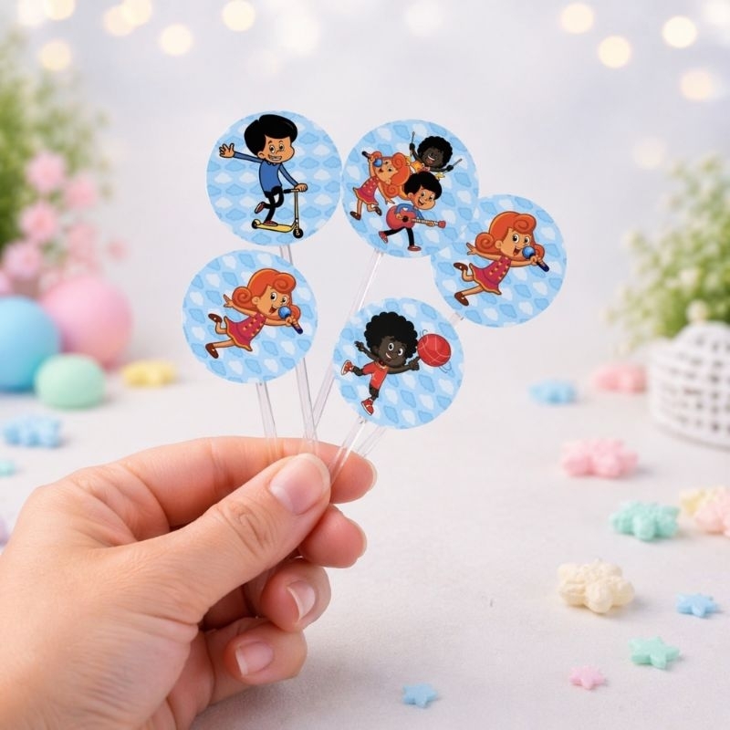 TOPPER DE DOCE OU CUPCAK PERSONALIZADO 3 PALAVRINHAS PARA FESTA DE ANIVERSÁRIO/LEMBRANCINHA
