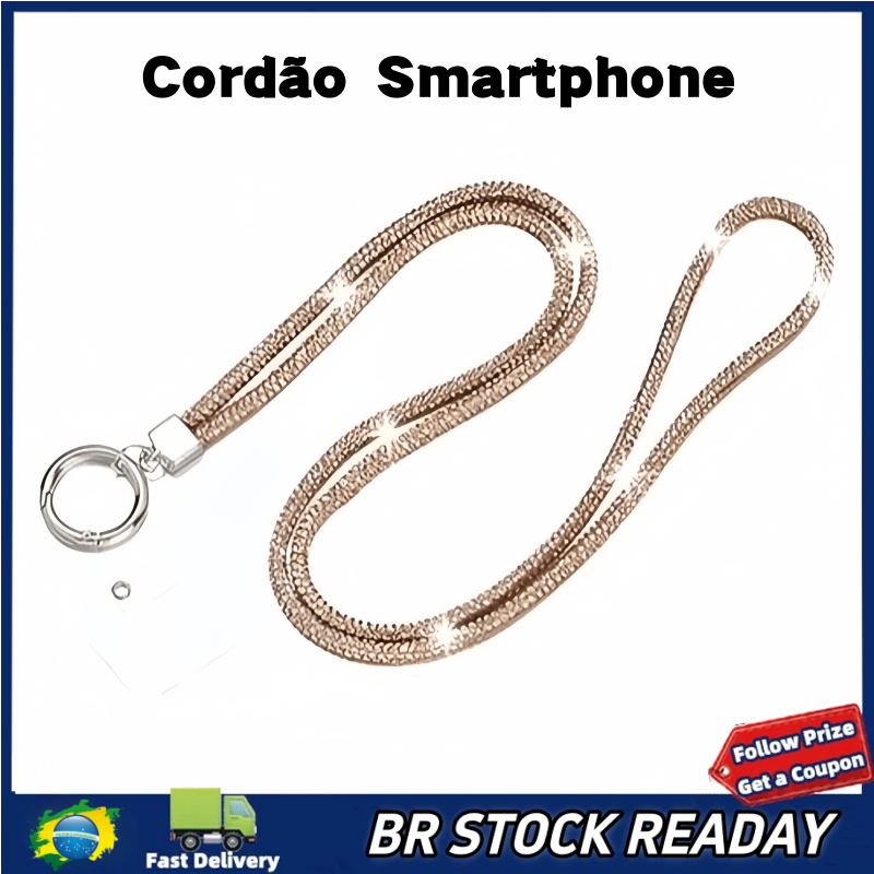 ✅[BR Seller]Cordão Smartphone Corrente Celular de Strass 60CM/65CM Acessório Pescoço Corpo