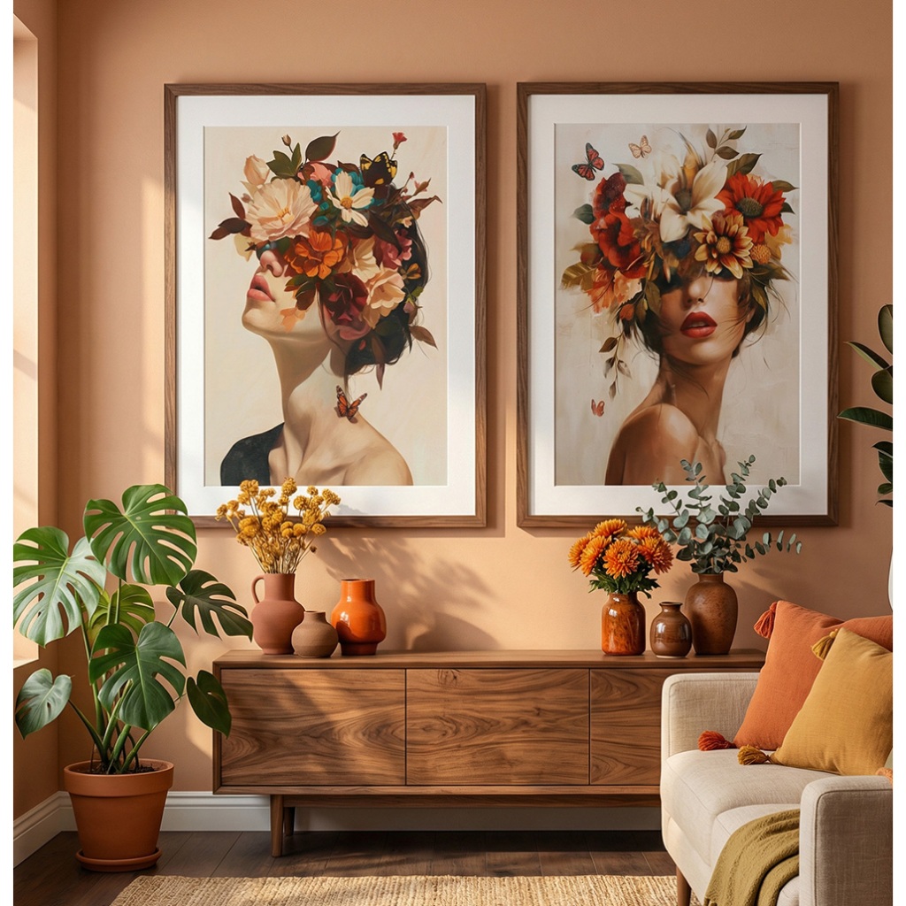 Quadro Para Quarto Feminino Kit 2 Quadros Decorativos Para Sala Quadro De Flores Vintage Romântico