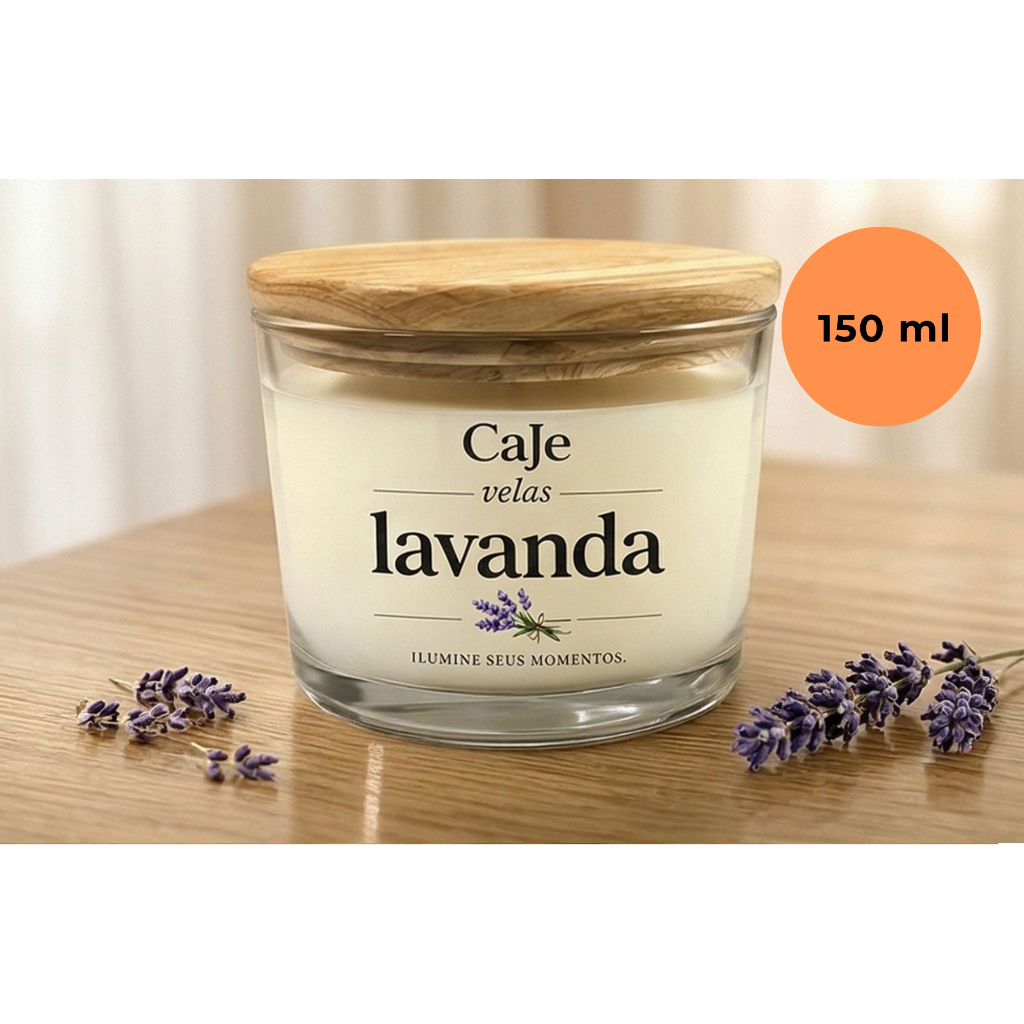 Imagem Vela aromática artesanal PREMIUM 150/40 Ml - Perfumada - Vários Aromas - Tampa de madeira CLASSIC.