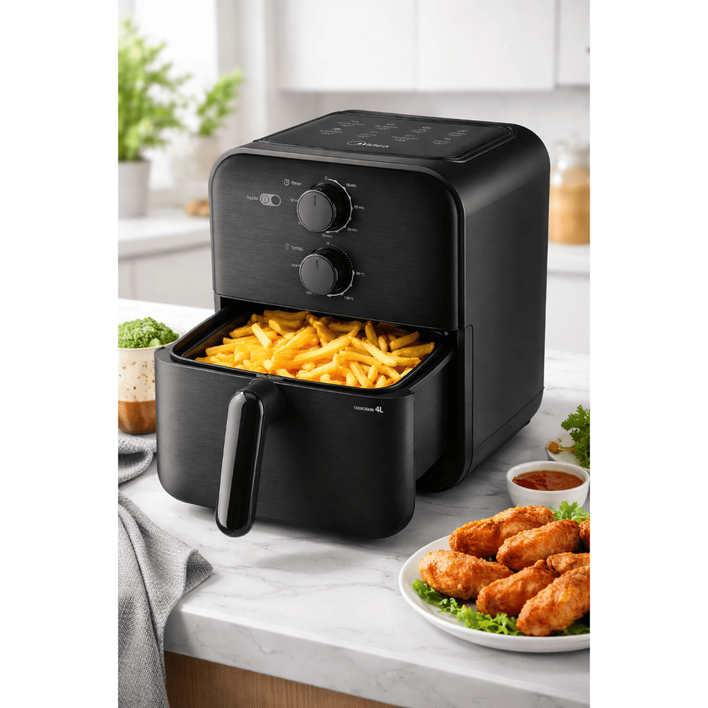 Air Fryer Midea 4L Blackstone Sem Óleo 127V Preta Original