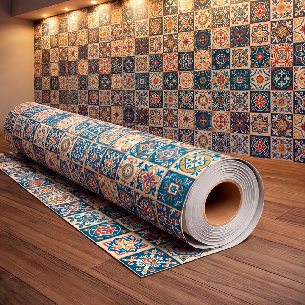 Papel de Parede Adesivo Estampa Azulejo Português Banheiro Cozinha Área Gourmet Azul