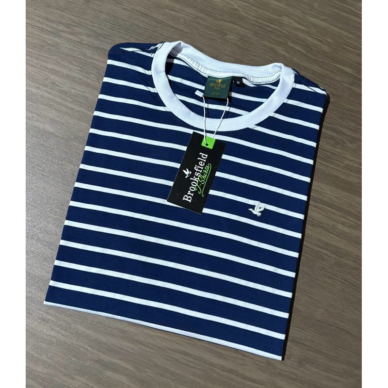 camiseta listrada brooksfield em Oferta na Shopee