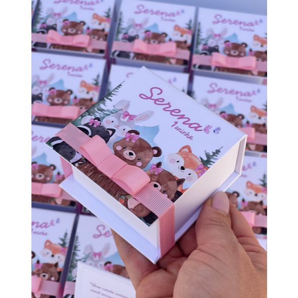5 Caixinhas Bençãos Lembrancinha PERSONALIZADA Versículos Orações Aniversário Batizado Maternidade Tema BOSQUE MENINA