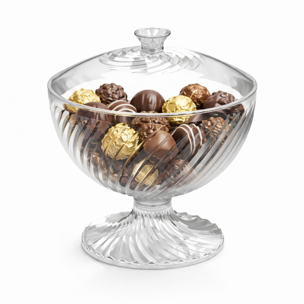 Bomboniere Baleiro Porta Doce Bombons Decoração Com Base Tampa Incolor 1,6l Acrílico Cristal Primax