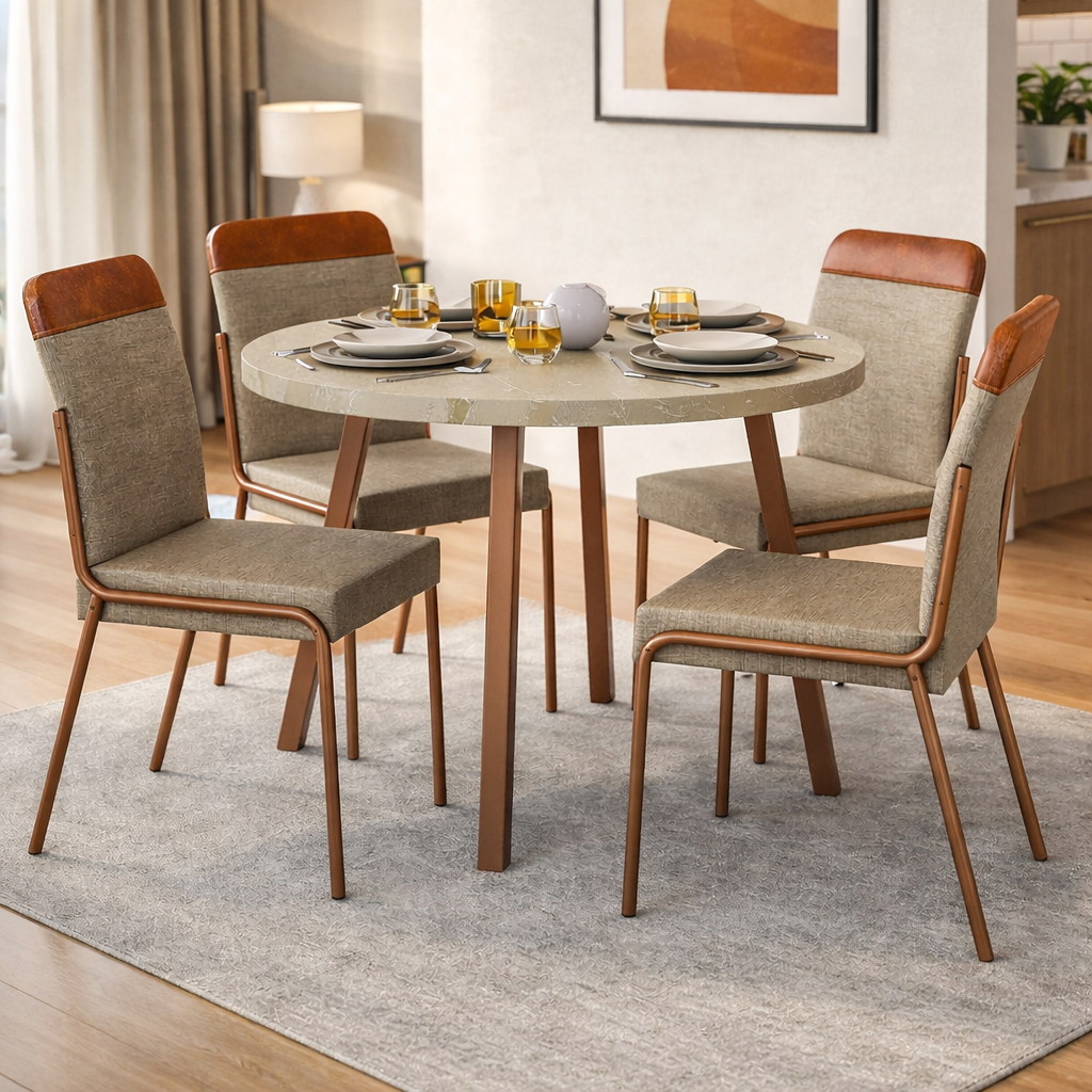 Conjunto Sala de Jantar 4 Cadeiras Veneza Petra Rosê Carraro
