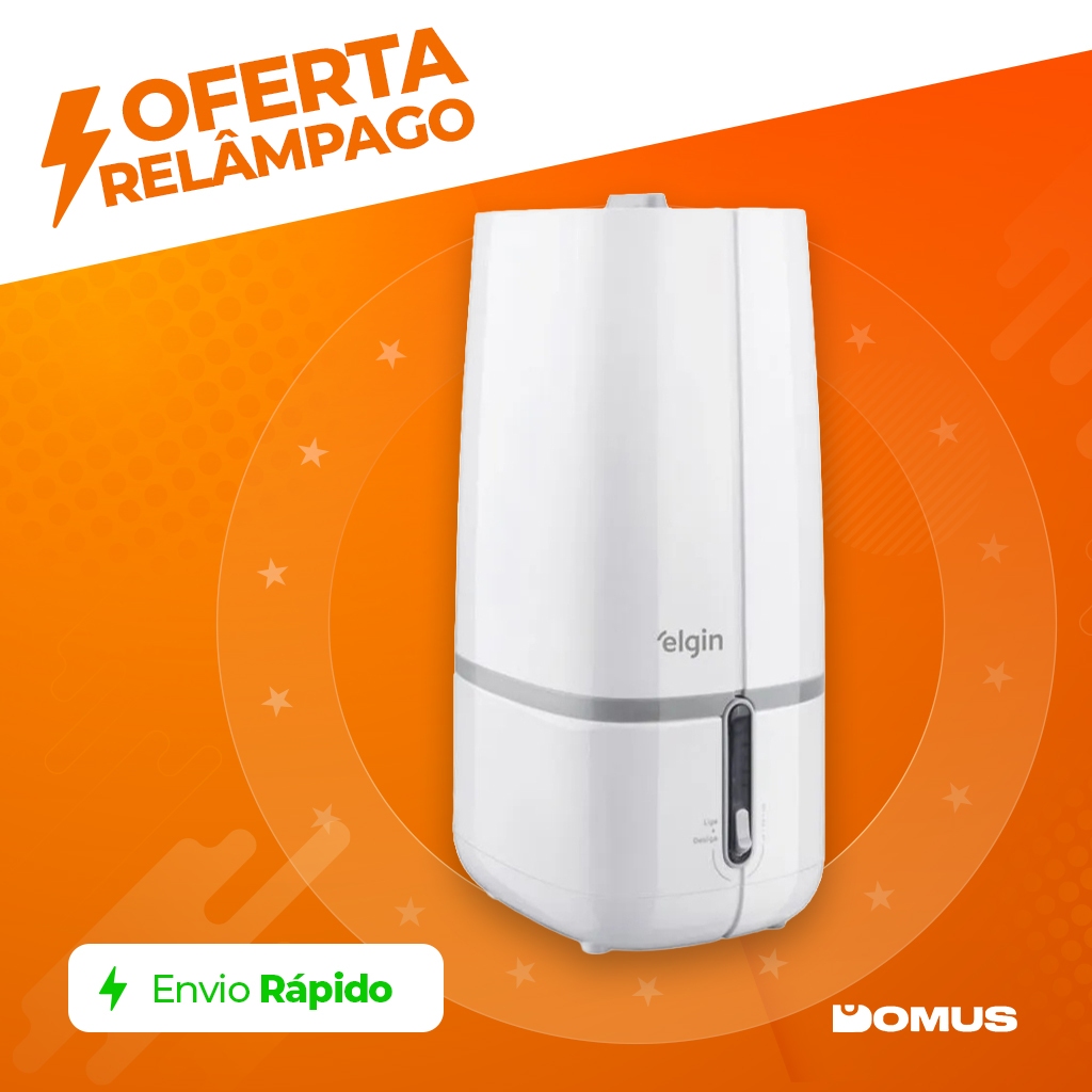 Umidificador Ultrassônico de Ar 2L Elgin 3 Níveis Digital Portátil Bivolt