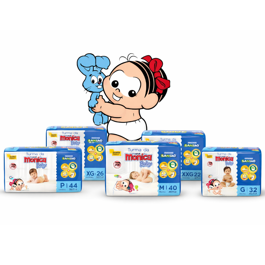 Fralda Descartavel Turma da Mônica Economica Baby|Alta Absorção Antivazamento Bebê Promoção P/M/G/XG/XXG