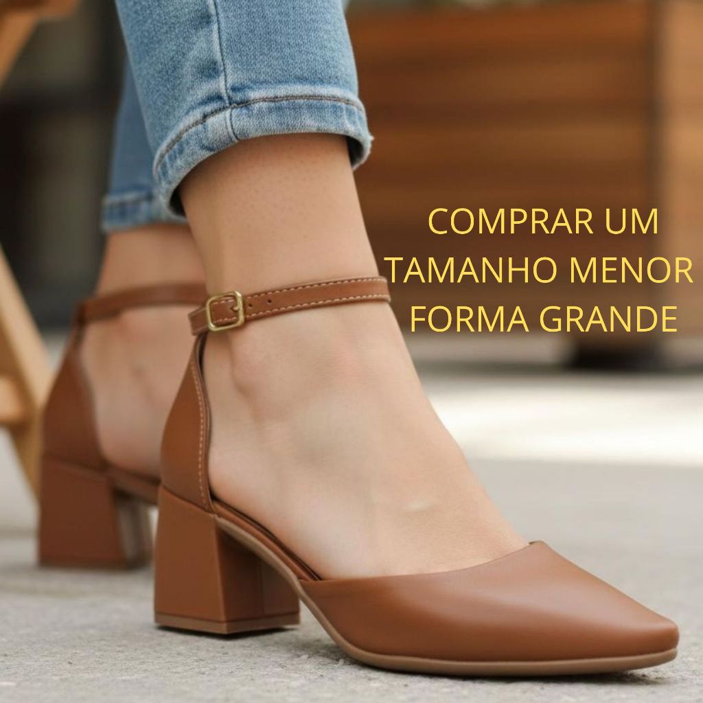 Sapato Feminino Social Scarpin Bico Fino Luxo Salto Baixo Gross 6cm Caramelo,Preto,Nude,Offwhite