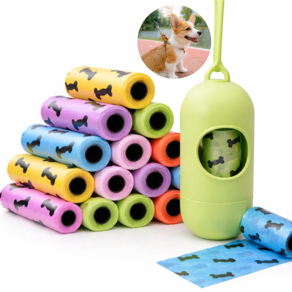 KIT Rolo Saco de Lixo Cata Caca Pet com Porta Saquinhos para Cachorro