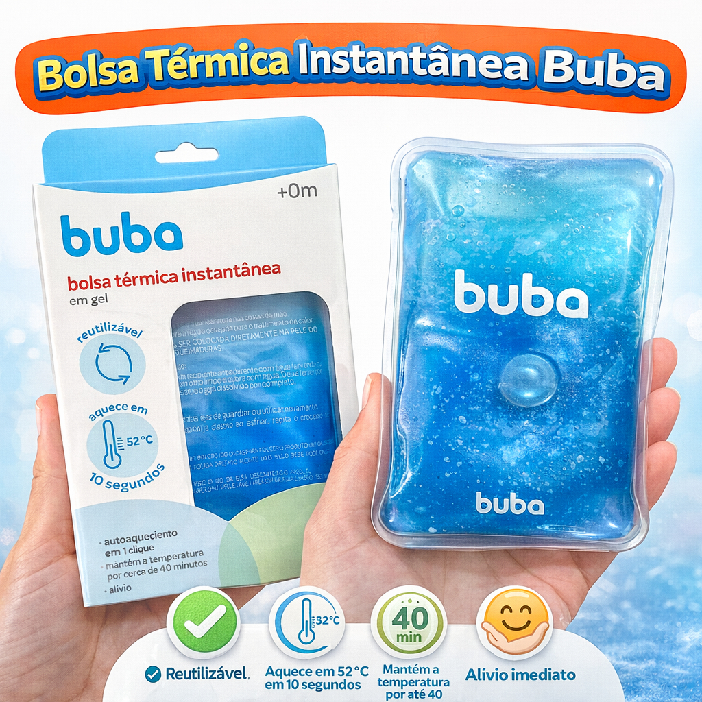 Bolsa Térmica Instantânea Buba para Cólica de Bebê Infantil em Gel Reutilizável
