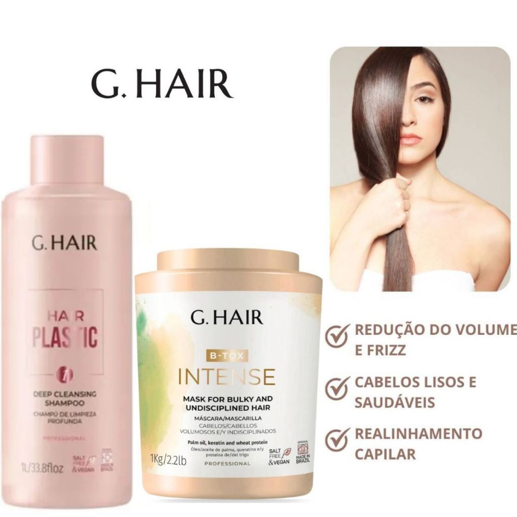 G.Hair - B-Tox Máscara Tratamento Botox Capilar Intense 1Kg+ HAIR PLASTIC PASSO 1 1L