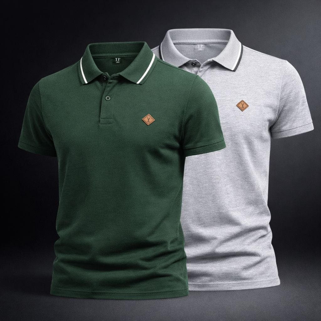 KIT 2 POLO MASCULINA BÁSICA PREMIUM ALGODÃO CASUAL CONFORTAVÉL VARIAS CORES MASCULINO
