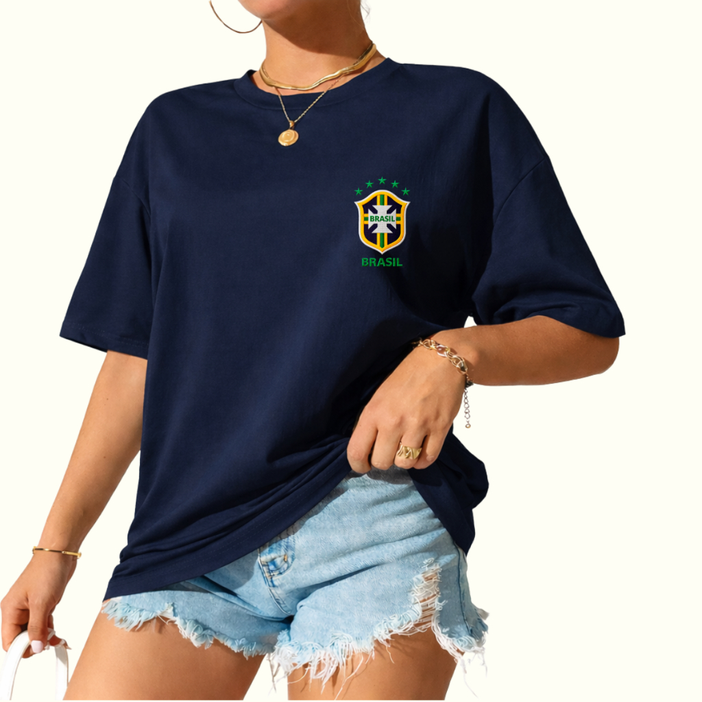 T shirt Camiseta Feminina do Brasil Torcedora Blusa Premium Algodão P ao GG