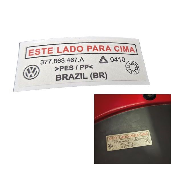ETIQUETA ESTE LADO PARA CIMA / ADESIVO DO TAMPÃO DO ESTEPE GOL, PARATI  G2, G3, G4 / INDICAÇÃO DA POSIÇÃO DO TAMPÃO