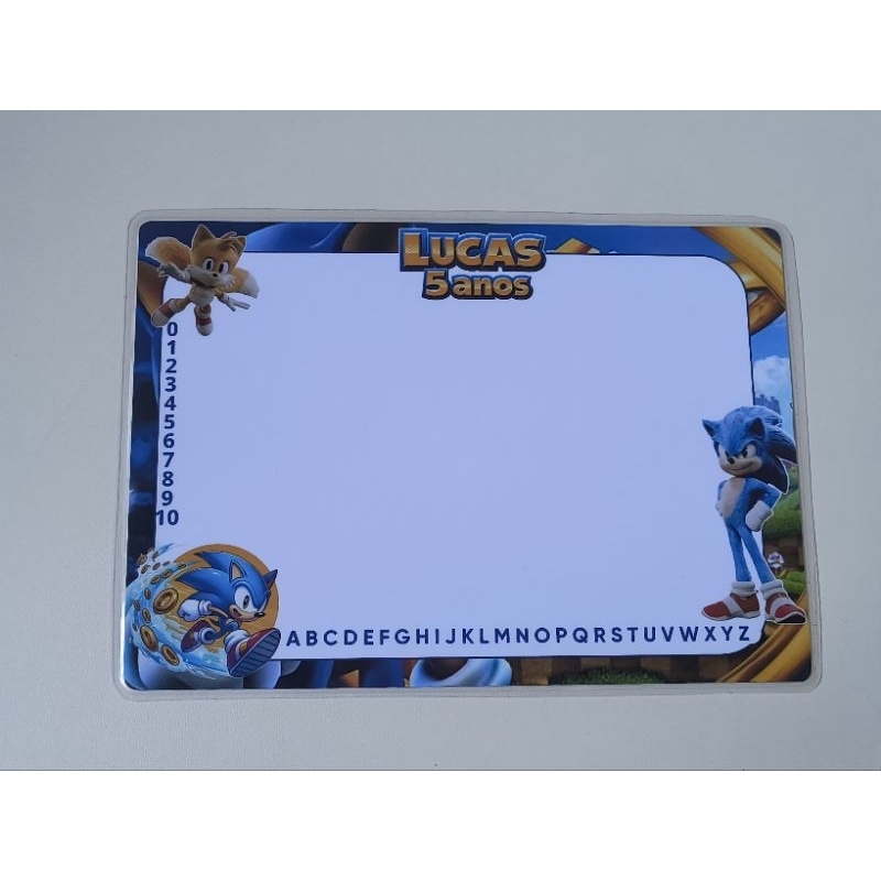 Lousa Mágica Personalizada Sonic Lembrancinha de Aniversário Infantil com Nome Tema Festa Brinde Criativo Educativo
