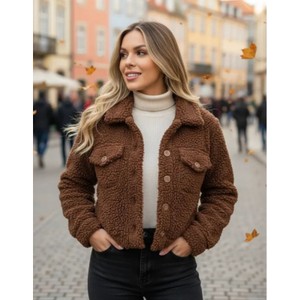 Jaqueta Casaco Feminino De Botão Funcional No Teddy Sherpa Estilosa E Na Moda Blusa De Frio Quentinha No Inverno