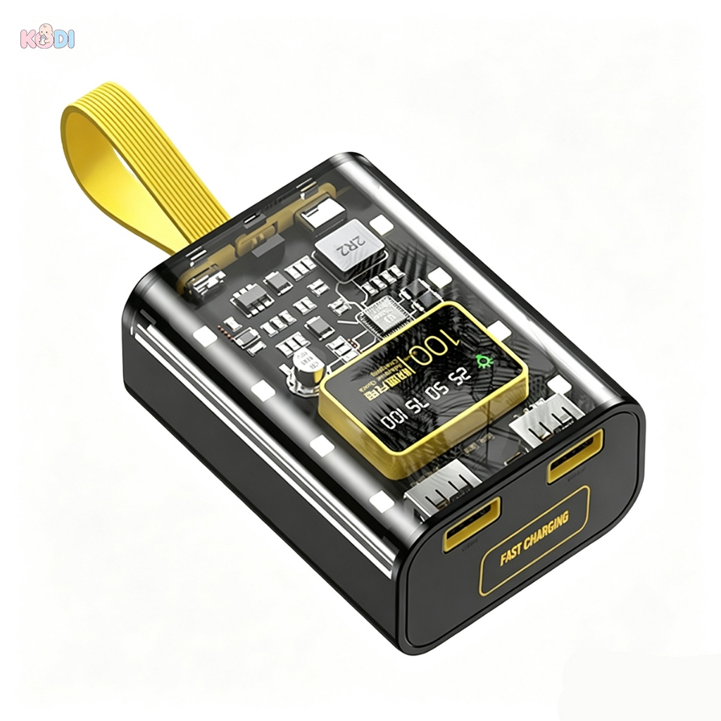 Carregador Portátil Transparente 3 em 1 10000mAh LED 10W -A5