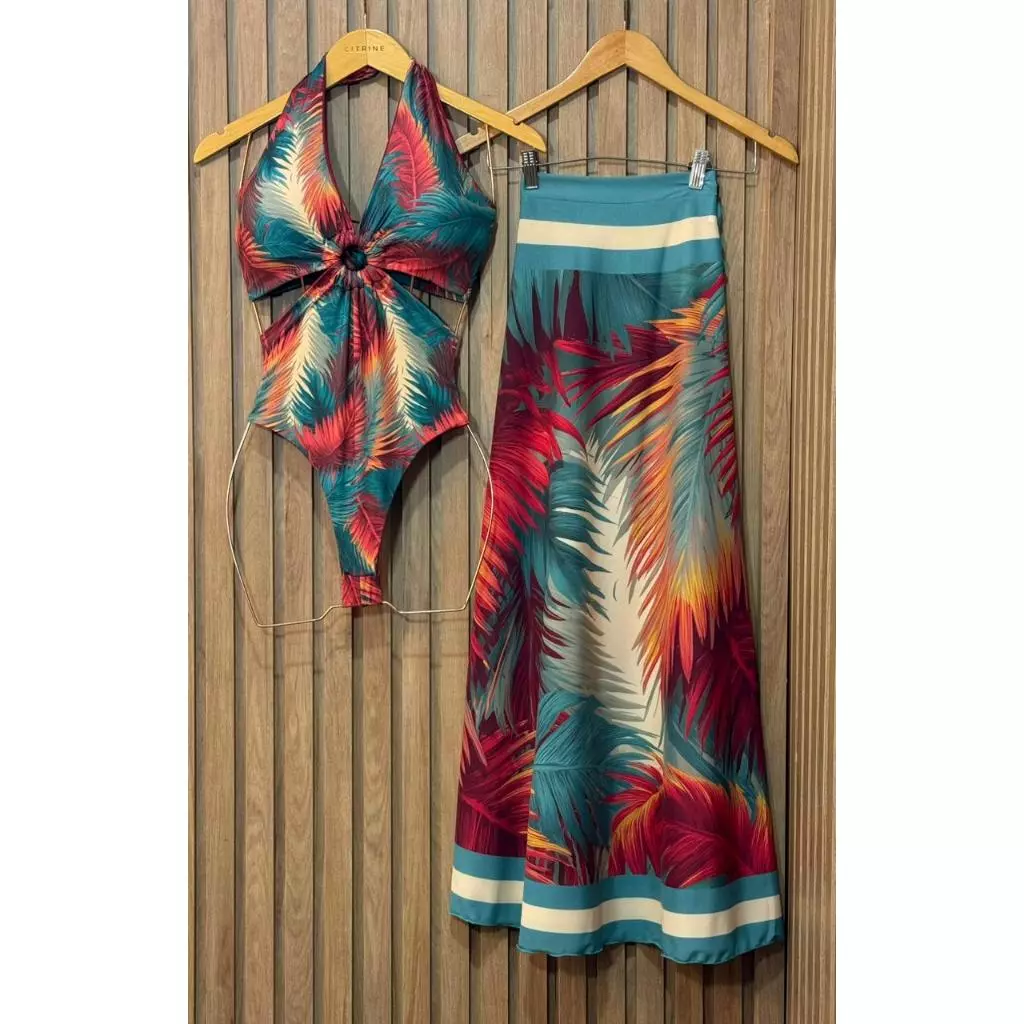 Kit Conjunto Body Maiô E Pareô Saida De Praia Premium Saída de banho Body Maiô — imagem 1