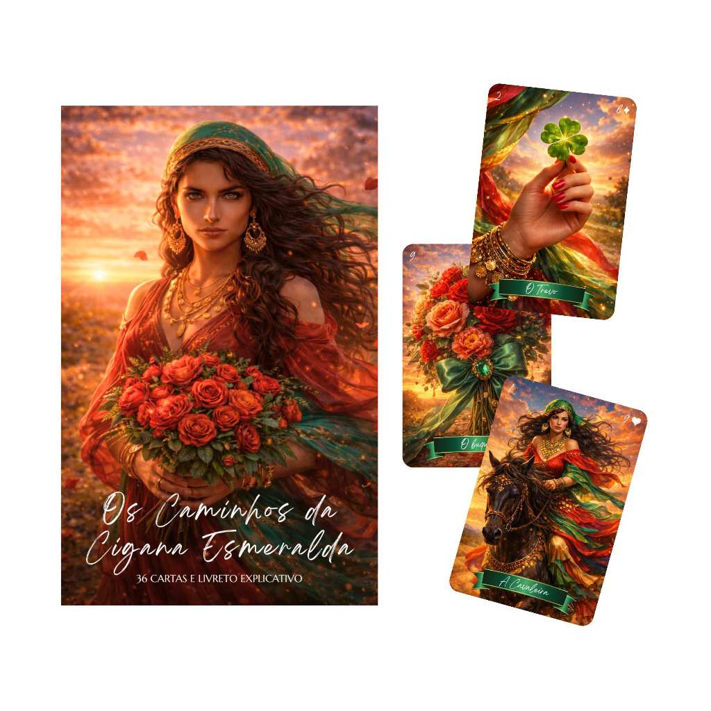 Baralho Cigano 36 Cartas Lenormand Os Caminhos da Cigana Esmeralda 100% Plastificado
