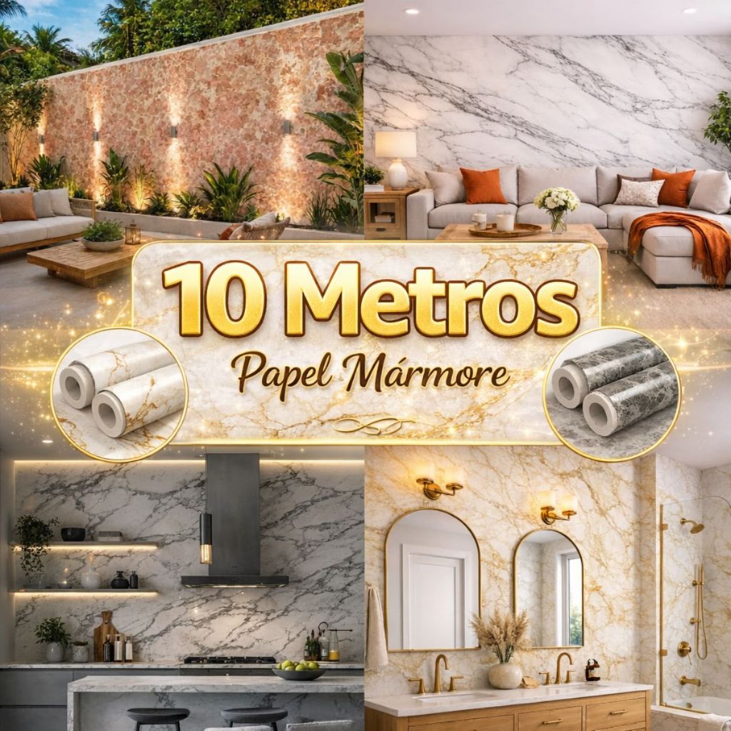 Papel De Parede Mármore Branco Rose Vinílico Autoadesivo 10 metros x 45cm Impermeável e Lavável