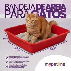 Bandeja de Areia Higiênica Simples Vermelho para Gatos - MyPetOne