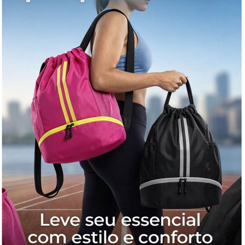 Bolsa Mochila Saco saquinho academia impermeável resistente em Oferta na Shopee