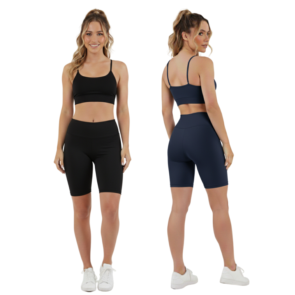 KIT 2 Bermuda Ciclista Suplex Liso Shorts Fitness Feminino com cós alto short academia em Oferta na Shopee