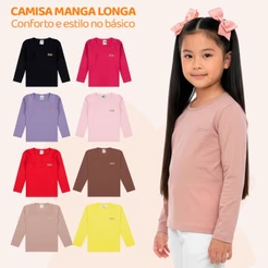 Blusa Manga Longa Infantil Menina 100% Algodão Unitária