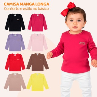 Kit 3 Blusas Manga Longa Bebê Menina Neném Baby Algodão Lisa Básica Feminino Inverno Roup…