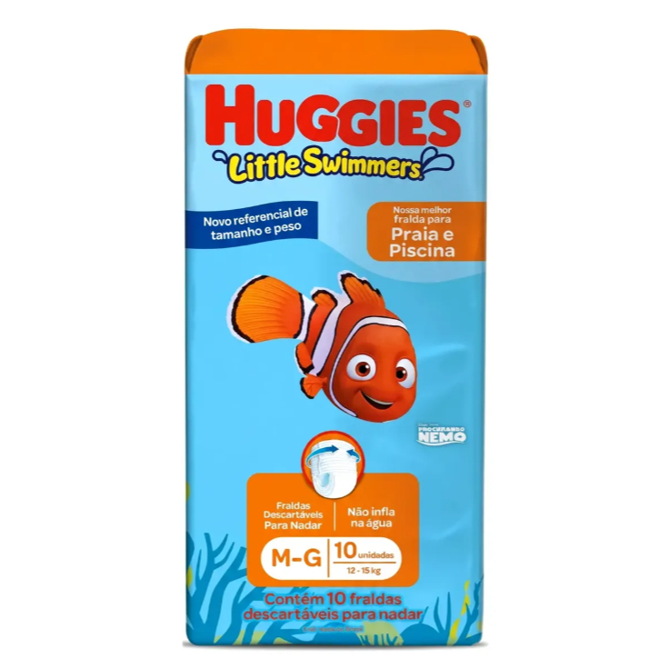 Fralda para Piscina Huggies Little Swimmers M/G 10 Unidades Descartável  Para Praia e Piscina