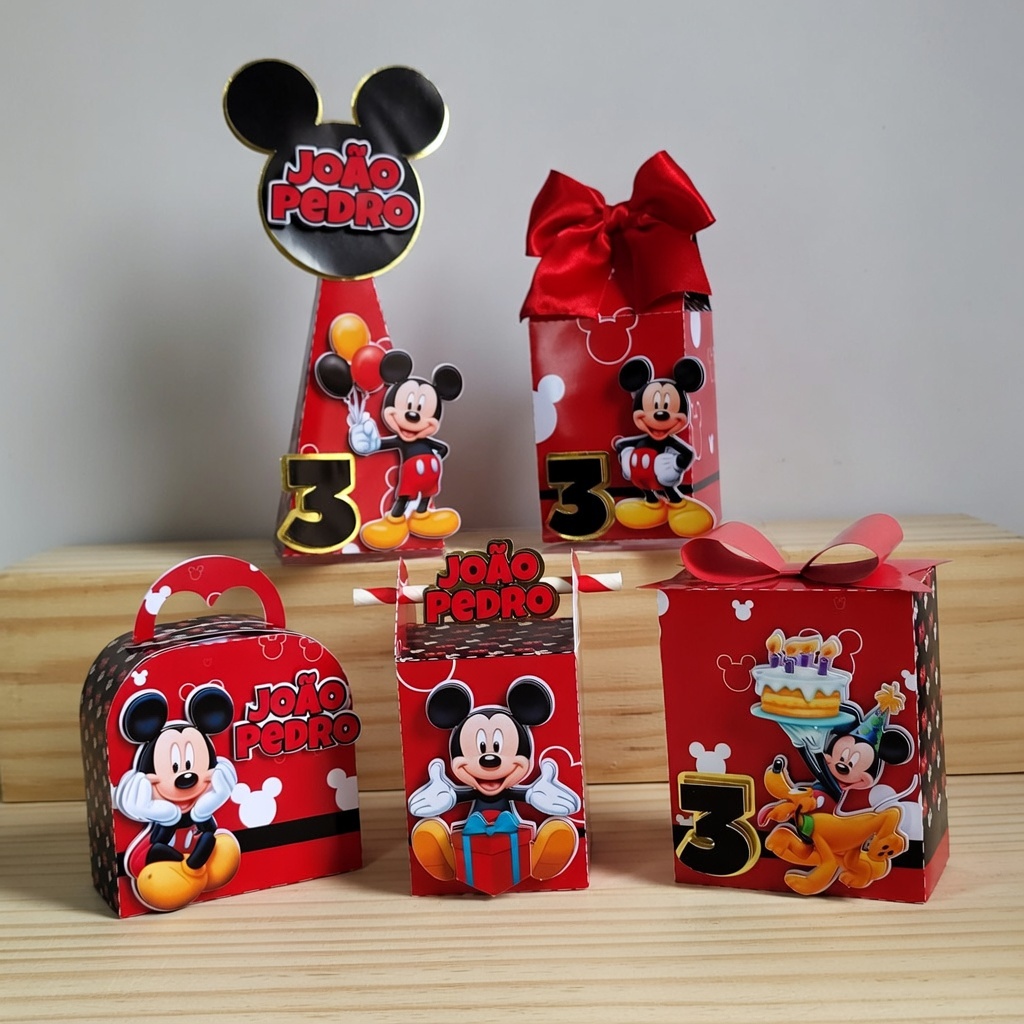 KIT FESTA MICKEY 3D - Lembrancinha | Festa Infantil | Caixinhas Personalizadas | ANIVERSÁRIO MICKEY