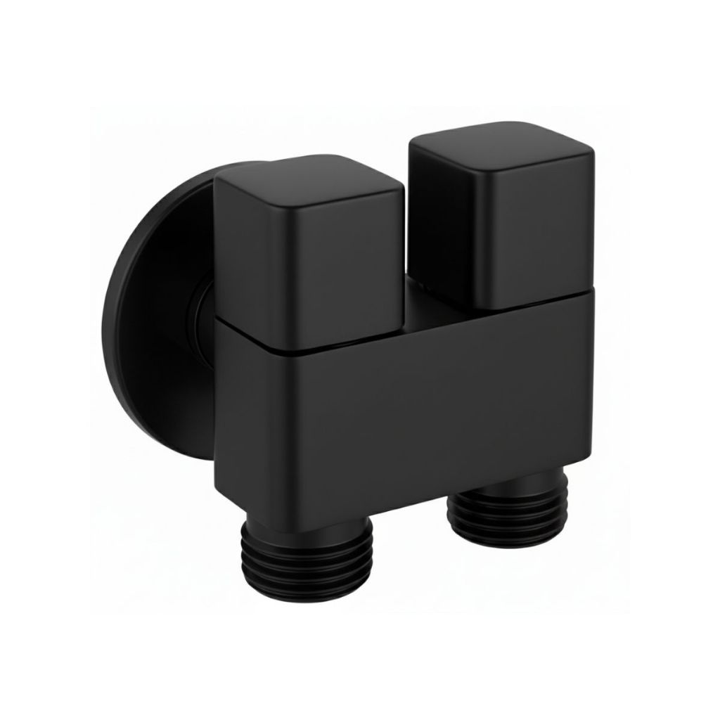 Registro Duplo Duas Saídas Máquina De Lavar Ducha Higiênica Metal Preto Fosco