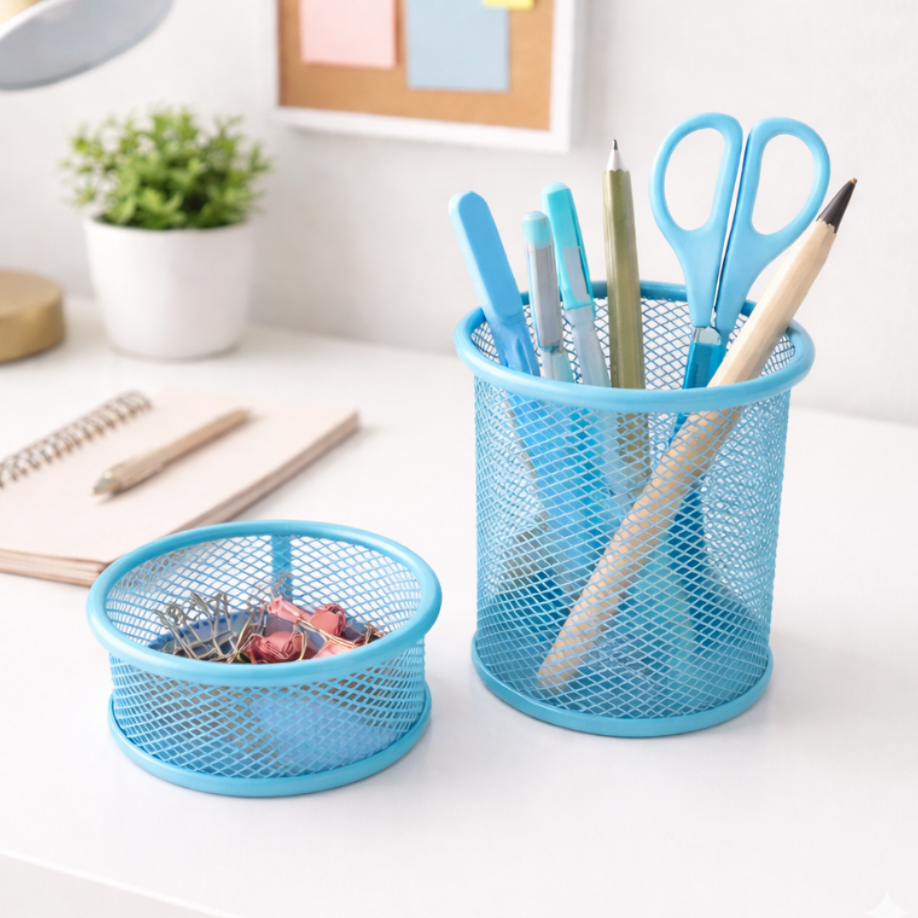 Kit Porta Caneta com Porta Clips |Organizador de Mesa Aramado Redondo em Oferta na Shopee