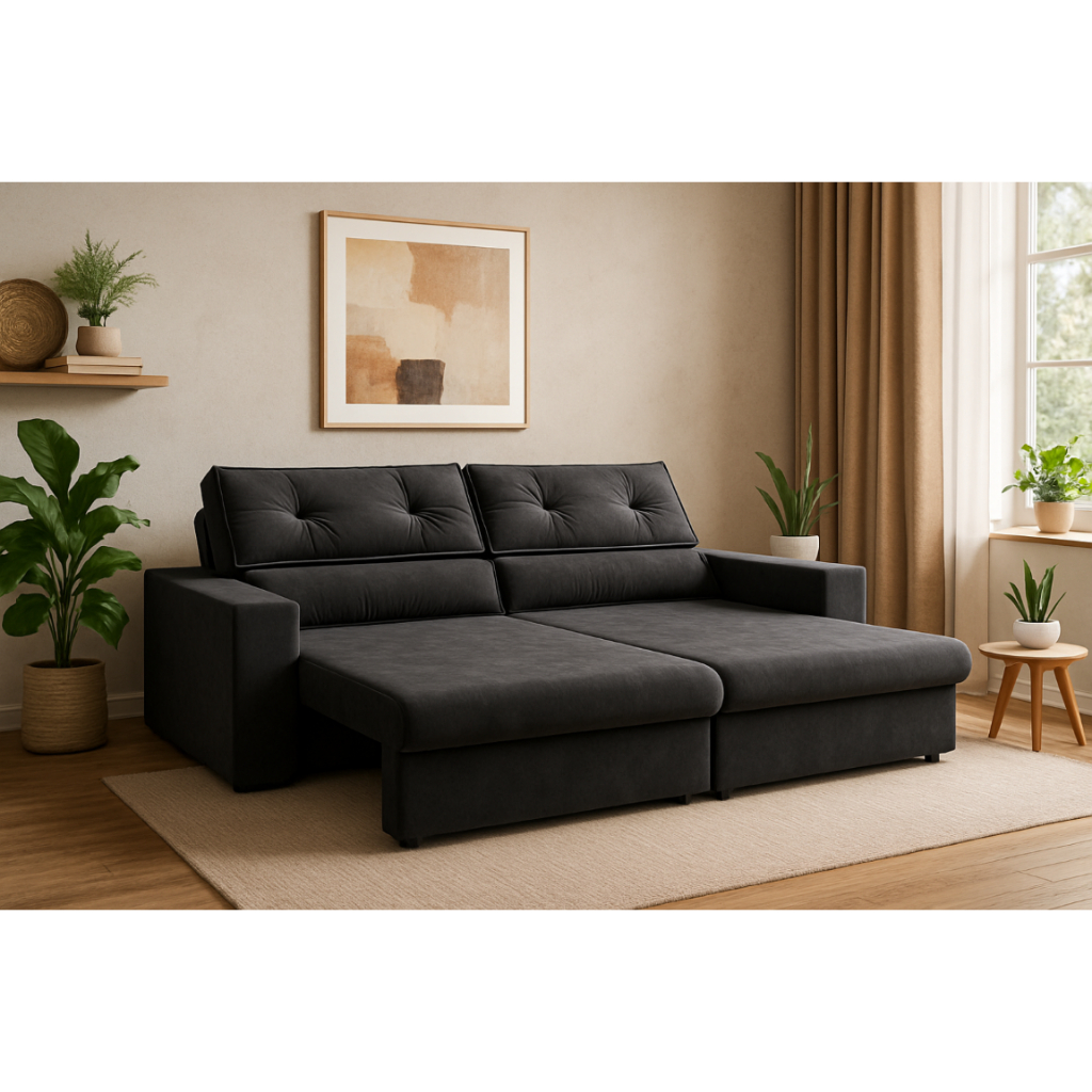 Sofá Retrátil Reclinável 3 Lugares Suede 2,00m Hera