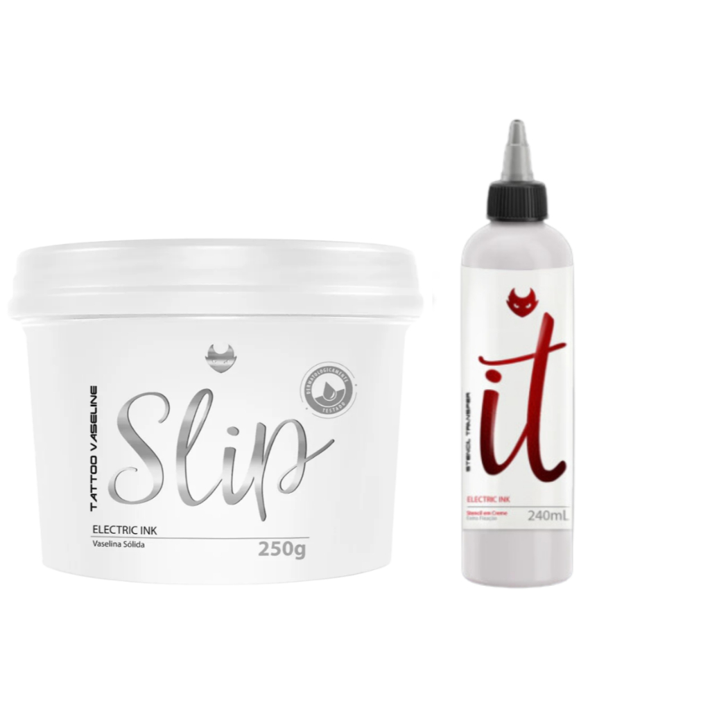 Kit Vaselina Slip 250g + Transfer It 240ml Electric Ink Tattoo Tatuagem Eletric
