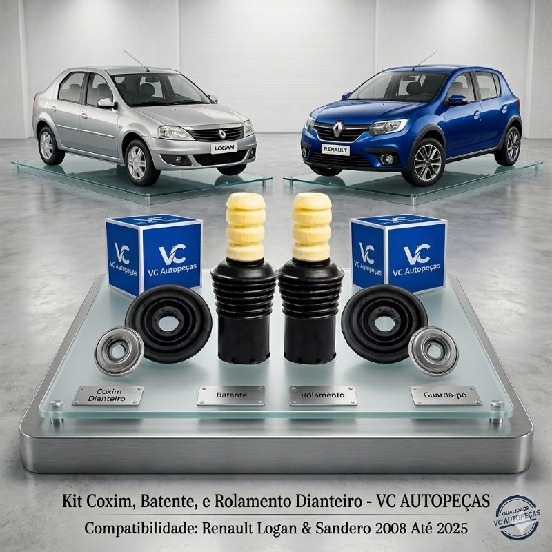 Kit Coxim Batente Rolamento Dianteiro Renault Logan Sandero 2008 Até 2025