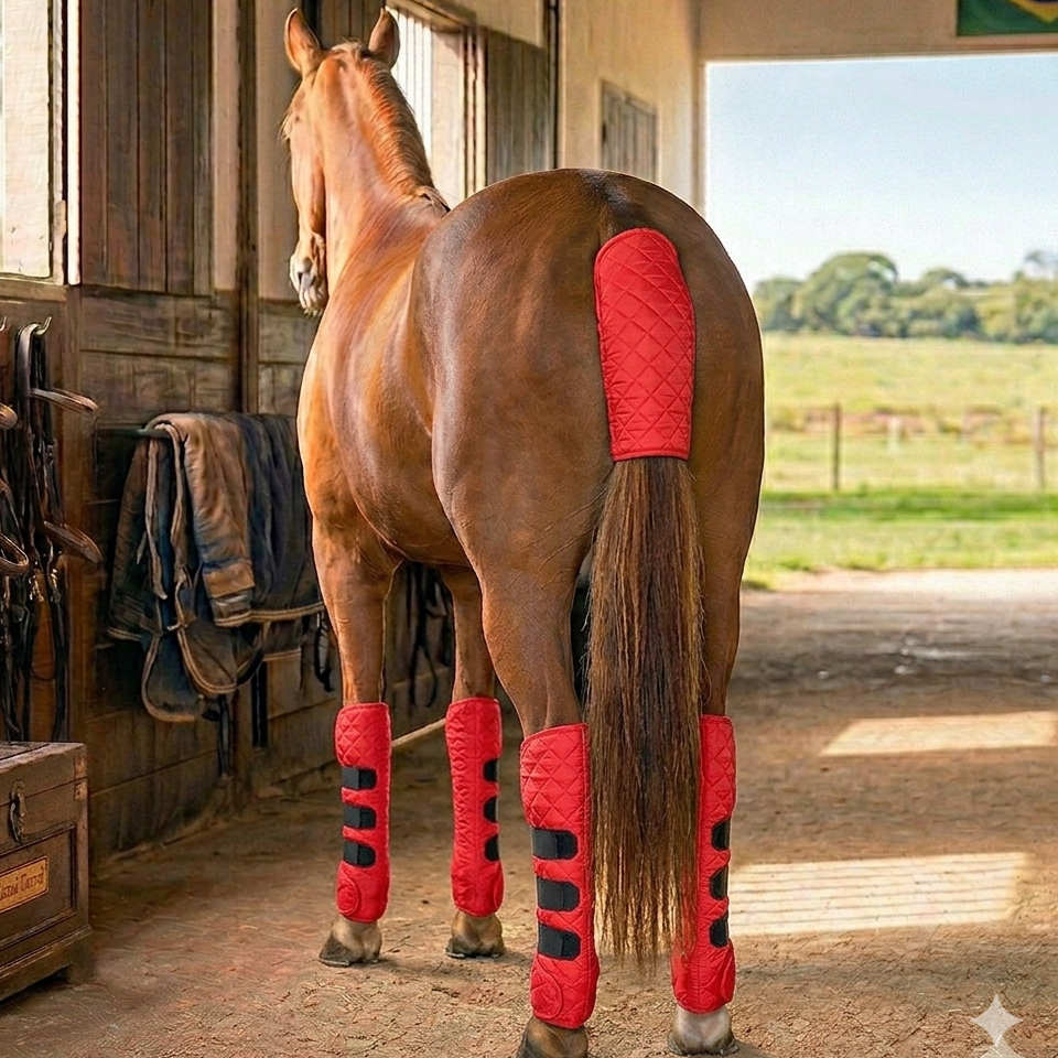 Kit 4 Patas + Rabo  Completo para Viagem Protetor Confortável para Cavalos Selaria O Seleiro