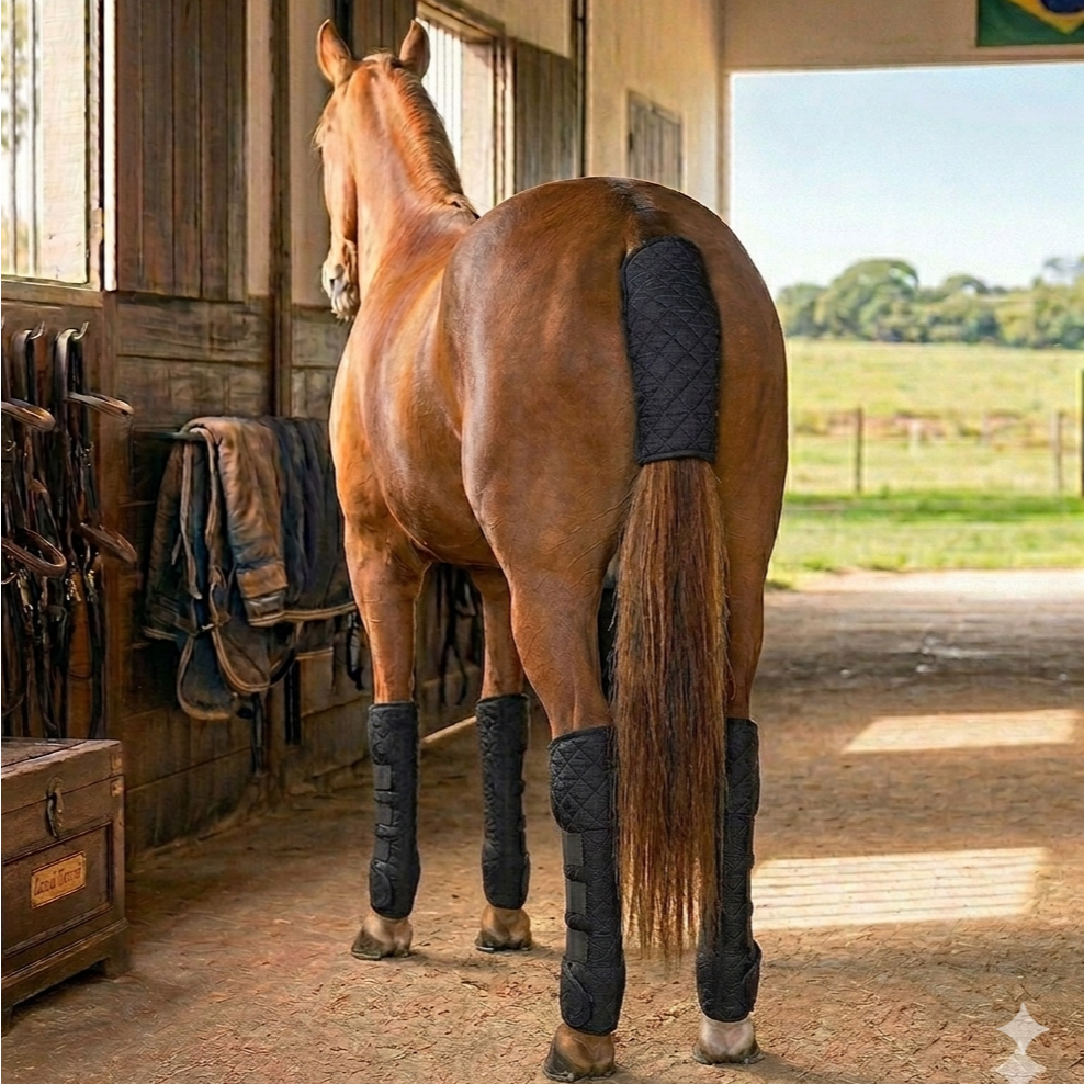 Kit para viagem 5 Peças Protetor de Rabo e Patas Confort para Cavalos Selaria o Seleiro