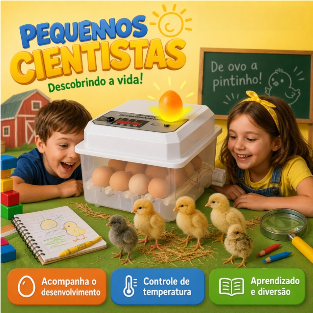 Chocadeira Automática 16 a 120 Ovos Bivolt 127V/220V Viragem Automática Controle Digital Incubadora